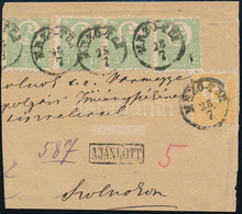 1871 Ajánlott Levél Nagy Darabja Előoldalán Kőnyomat 2kr + 4 X 3kr, A Hátoldalon Egy Sérült 2kr / Registered Cover Part  - Other & Unclassified