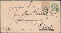 1891 3kr Díjjegyes Levél 2kr újságszalag Díjkivágással Díjkiegészítve "KASSA" - "GRAZ" A Hodobay új Katalógusban 56. Old - Other & Unclassified