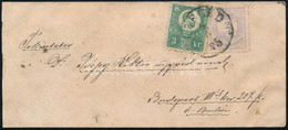 1875 Réznyomat 3kr + Színes Számú 2kr Vegyes Bérmentesítés Távolsági Levélen Szegedről Óbudára (100.000) - Other & Unclassified