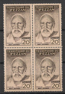 FEZZAN - 1951 - N°Yv. 65 - Bey Ahmed 20f Brun - Bloc De 4 - Neuf Luxe ** / MNH / Postfrisch - Unused Stamps