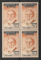 FEZZAN - 1951 - N°Yv. 67 - Bey Ahmed 50f Orange - Bloc De 4 - Neuf Luxe ** / MNH / Postfrisch - Unused Stamps