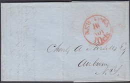 1847. USA. NEW YORK 16 NOV 10 Cts On Small Cover To Auburn N.J. Sender The Branch Office Of Te Camden Insu... - JF428319 - …-1845 Voorfilatelie