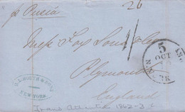 1860. USA. Interesting Transatlantic Cover From New York To Plymount, England 1860. Cancelled 5 OCT N. YOR... - JF428325 - …-1845 Prephilately