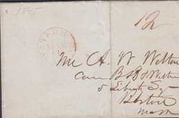 1845. USA. 12 + WATERBURY MAR 11 1845 On Cover To Boston.  - JF428327 - …-1845 Préphilatélie