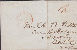 1845. USA. 12 + WATERBURY MAR 11 1845 On Cover To Boston.  - JF428327 - …-1845 Voorfilatelie