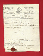 1820 RARE PASSAVANT DOUANES DE FRANCE AVEC CACHET DE CIRE BESANÇON PONTARLIER 1+ 6 SIGNATURES Pour Jougne (Doubs) - 1800 – 1899