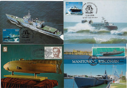 India USA Spain 1988 / 2008 4 Maximum Card Transport Ship Boat Submarine Coast Guard Hovercraft Patrol Vessel - Militaria