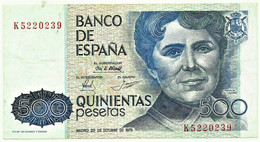 ESPAÑA - 500 Pesetas - 23.10.1979 ( 1983 ) - Pick 157 - Serie K - Rosalia De Castro - 500 Pesetas