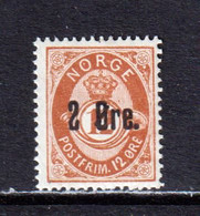 NORWAY - 1888 Posthorn Surcharge 2o On 12o Mounted Hinged Mint - Ongebruikt