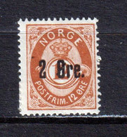 NORWAY - 1888 Posthorn Surcharge 2o On 12o Mounted Hinged Mint - Ungebraucht