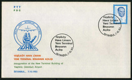 Türkiye 1983 Yesilköy Airport, Istanbul, Inauguration Of The New Terminal Building, Special Cover - Lettres & Documents
