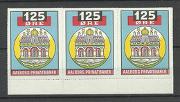 DENMARK Dänemark Railway Packet Stamp Eisenbahn Paketmarke Aalborg 125 Öre As 3-stripe MNH - Parcel Post