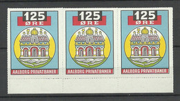 DENMARK Dänemark Railway Packet Stamp Eisenbahn Paketmarke Aalborg 125 Öre As 3-stripe MNH - Paketmarken