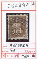 Andorra 1936 - Andorre 1936 -  Michel 51 - Oo Used Gebruik Oblit. - Usados