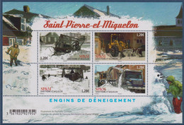 Saint Pierre Et Miquelon, Engins De Déneigement, Bloc Neuf 4 Timbres 1.28€ - Hojas Y Bloques