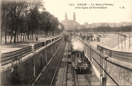 Paris 7ème * Le Quay D'orsay Et La Ligne De Versailles * Passage Du Train * Locomotive * Ligne Chemin De Fer - Arrondissement: 07