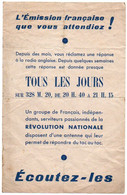 2V1 Bv  Papillon Flyer Publicité émission Française Radio Révolution Nationale - Advertising