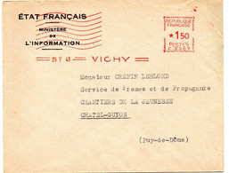 ALLIER - Dépt N° 03 = VICHY 1943 = EMA  MUETTE Lignes Ondulées + ETAT FRANCAIS / MINISTERE INFORMATION - Freistempel