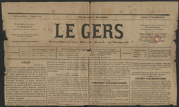 N° 51 Obl. TYPOGRAPHIQUE Cote 120 € Sur Feuille Du JOURNAL DU GERS (voir Description) - Periódicos