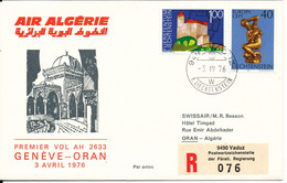 Liechtenstein Air Algerie First Flight Geneve - Oran 3-4-1976 - Covers & Documents