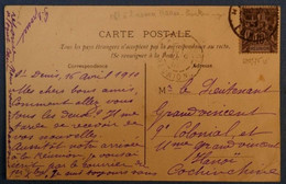 E11 REUNION BELLE CARTE RARE 1910 SAINT DENIS POUR HANOI + OBLIT. ARRIVEE HANOI TONKIN COCHINCHINE LETTRE+ ILE SEYCHELLE - Lettres & Documents