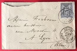 France N°77 Sur Enveloppe TAD CHAGNY, Saône Et Loire 24.6.1878 - (A353) - 1877-1920: Période Semi Moderne