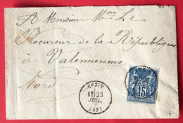 France N°90 Sur Enveloppe TAD ANZIN (57) 23.7.1879 - (A354) - 1877-1920: Période Semi Moderne