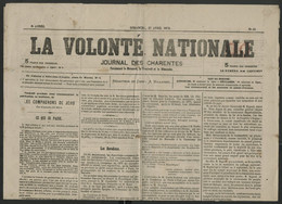 N° 51 PAIRE Obl. TYPOGRAPHIQUE Cote 185 € Sur JOURNAL COMPLET Des Charentes En 1873  (voir Description) - 1849-1876: Classic Period