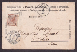 Austria/Croatia - Postcard Of Skradin Sent Via Šibenik To Ičiće. Cancelled With LETa ARRta PER MARE 03.02.1899. - Lettres & Documents