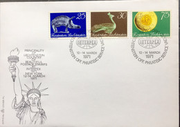 LIECHTENSTEIN 1971, INTERPEX FDC,ANIMAL,BIRD COIN,3 STAMP - Cartas & Documentos