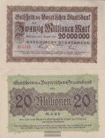 Bavaria Inflationsgeld Bavarian Staatsbank Uncirculated 1923 20 Million Mark - 20 Millionen Mark
