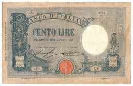 100 LIRE BARBETTI GRANDE B AZZURRO TESTINA DECRETO 02/02/1926 BB/BB+ - Sonstige