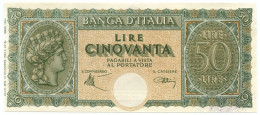 50 LIRE CAMPIONE ITALIA TURRITA TESTINA 10/12/1944 SUP- - Sonstige