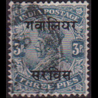 INDIA-GWALIOR 1913 - Scott# O21 King Opt. 3p Used - Gwalior