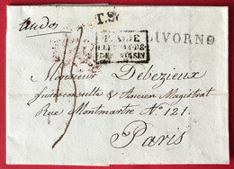 Italie, Griffe ITALIE P. PONT DE BEAUVOISIN Sur Lettre De LIVORNO 1818 - (A363) - 1. ...-1850 Prefilatelia