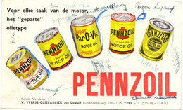 Buvard Vloeipapier - Pub Reclame - Pennzoil Motor Olie - Jos Dewulf Ieper - Idrocarburi