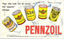Buvard Vloeipapier - Pub Reclame - Pennzoil Motor Olie - Jos Dewulf Ieper - Gas, Garage, Oil