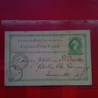 ENTIER CANADA HAMILTON 1889 POUR BERLIN - Cartas