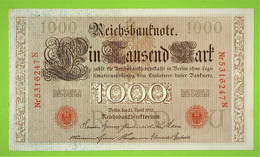 ALLEMAGNE / 1000 MARK / 21:04:1910  / REICHSBANKNOTE / ABSOLUMENT NEUF / 7 CHIFFRES ROUGES - 1000 Mark