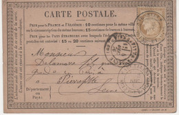 SEINE ET OISE  - Cachet Type 18  SARCELLES Sur Carte Postale Précurseur  Affranchie Au Type Cérès N°55 (12) - 1849-1876: Classic Period