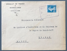 France N°140 Sur Enveloppe, Timbre Annulé Par Le Cachet Administratif Du Paquebot MASSILIA, Pour Le Maroc - (B2353) - Correo Marítimo