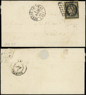 Let EMISSION DE 1849 - 3    20c. Noir Sur Jaune, Effl. à Droite, Obl. GRILLE S. LAC, Càd BUREAU CENTRAL 1/3/49 En NOIR,  - 1849-1876: Classic Period