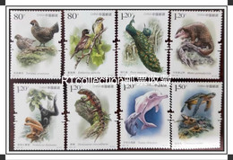 China 2021 Set National Key Protected Wild Animals Birds Bird Peacock Peacocks Mammals Monkeys Gibbon Stamps MNH 2021-28 - Pfauen