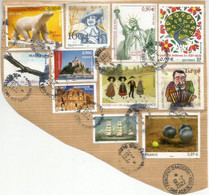 Beaux Timbres De France Sur Fragment Lettre Recommandée,  Mon Courrier, Oblitératons Rondes Paris - Used Stamps