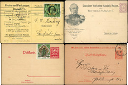 Let Allemagne, 3 Entiers Des Postes Locales De Berlin, Dresde Et Leipzig Du XIXe Siècle + Une CP De Bavière De 1911, TB - Collections