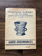Le Pouliguen * Pharmacie CLENET 1 Quai Jules Sandeau * Garde Ordonnances Ancien Publicitaire Illustré - Le Pouliguen