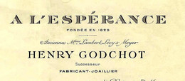 1924 A L'ESPERANCE HENRY GODCHOT FABRICANT JOAiLLIER PARIS Pour Mr Bourrelet Paris VOIR SCANS - 1900 – 1949