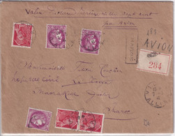 1941 - CERES + MERCURE Sur ENVELOPPE CHARGEE VALEUR DECLAREE ! De VICHY => MARRAKECH (MAROC) !! - Storia Postale