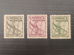 ST PIERRE ET MIQUELLON 1942 TAXE CAT. YVERT N. 32-33-34 MNH - Neufs