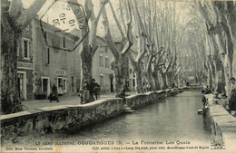 Goudargues * La Fontaine * Les Quais * Boucherie * Café De La Renaissance - Autres & Non Classés